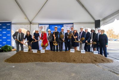 The ceremonial groundbreaking ceremony for the new School of Nursing building on Oct. 30, 2024. (UConn Photo)